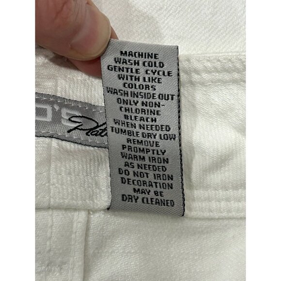 Chicos Platinum White Cropped Jeans Embellished Pockets Sz 10 - Picture 9 of 10